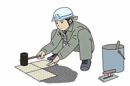 👷大阪市マンション現場　タイル貼替工事👷